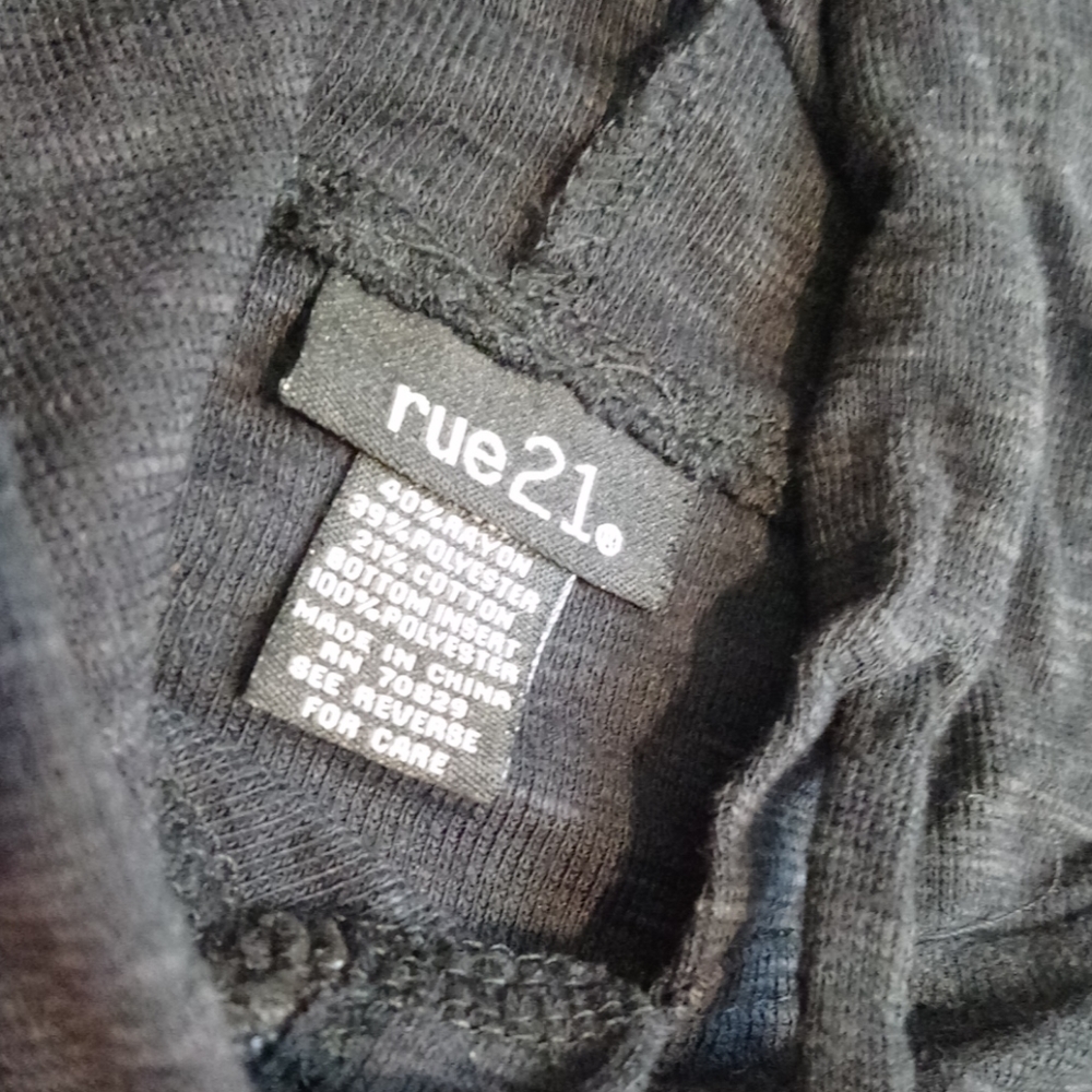 Rue21 Charcoal Gray Plaid Lightweight Hoodie Top - Picture 6 of 8